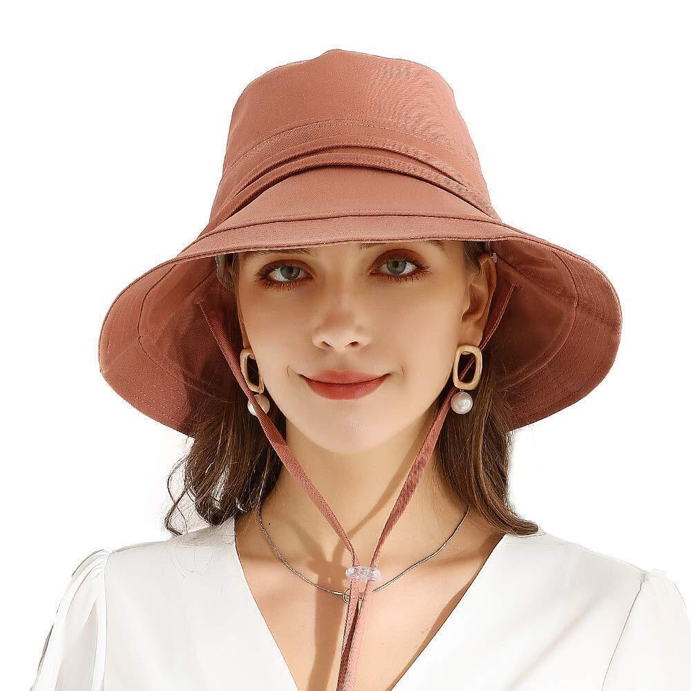 1159 Summer Sun Large Brim Hats Foldable Beach Hat Cotton UPF 50+ Sun